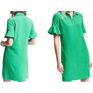 Banana Republic Bell Sleeve Collared Shirt Dress Kelly Green Size XL